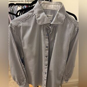 Classic Blue and White Stripe Dress Shirt by Charcoalism